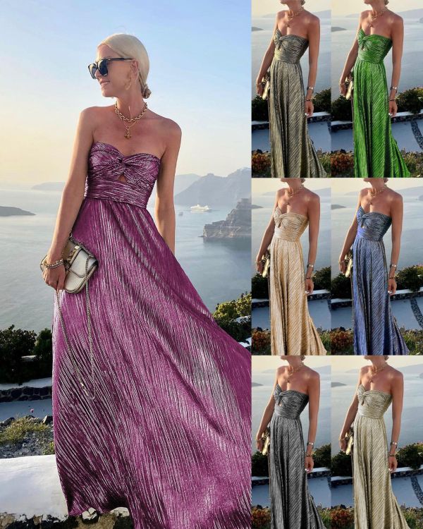 Chest wrapped hot stamping party dress