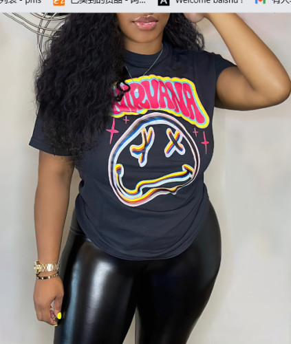 Alphabet printed high-quality pure cotton T-shirt