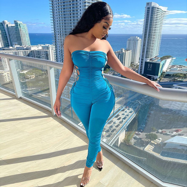 Pleated sexy women's jumpsuit
