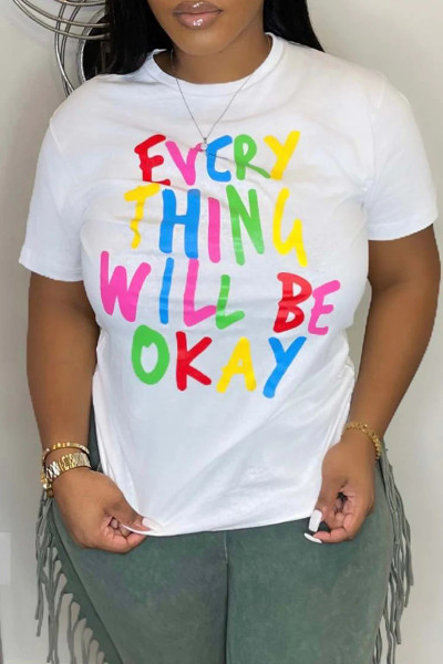 Alphabet printed high-quality pure cotton T-shirt