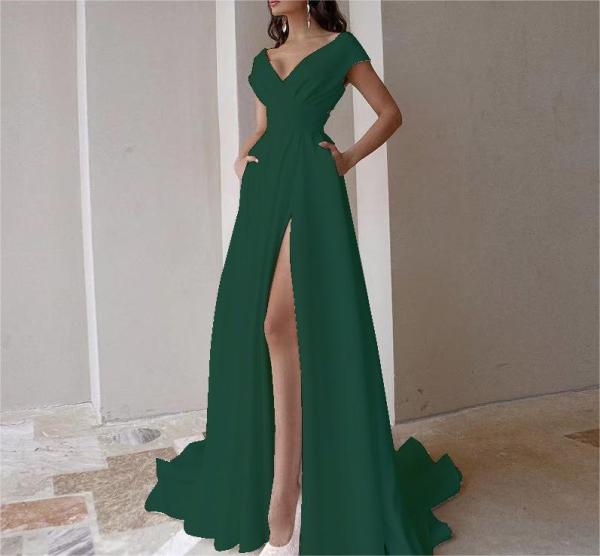 Wrapped chest waist long dress