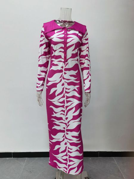 Women's lapel button print Amazon floral dress
