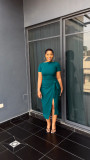 One shoulder split strap set skirt two-piece set