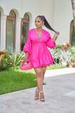 Deep V Fashion Long sleeved Lantern Dress