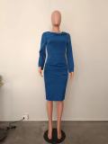 Long sleeved patchwork small fireworks evening dress