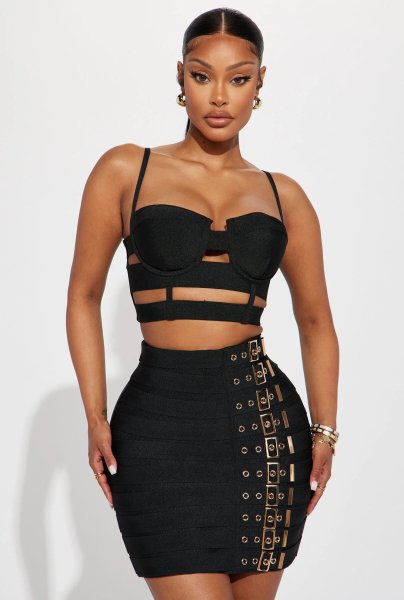 Sexy suspender skirt nightclub set