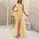 Long sleeveless fashion slim fit temperament mid length evening gown