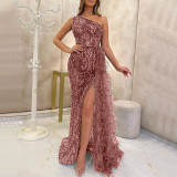Long sleeveless fashion slim fit temperament mid length evening gown
