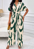 Women's full body printed bat sleeve wide leg jumpsuit