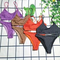 Split body solid color suspender style F letter printed sexy women's swimwear Split body solid color suspender style F letter printed sexy women's swimwear