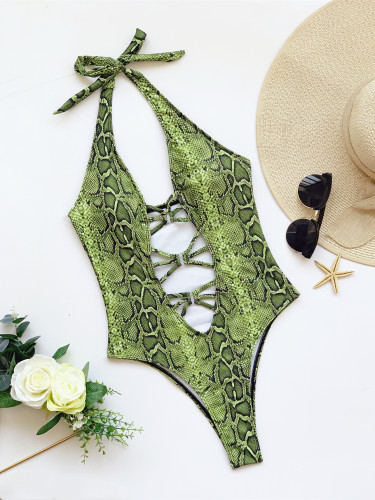 One piece swimsuit snake patterned bikini
