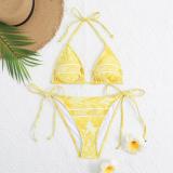 Printed swimsuit split bikini