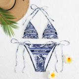 Printed swimsuit split bikini