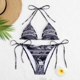 Printed swimsuit split bikini