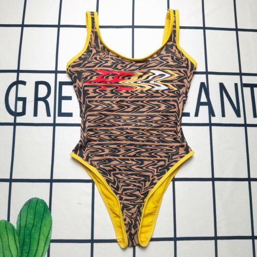 Women's jumpsuit with F-letter printed backless women's swimwear