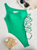 One piece swimsuit single shoulder bikini