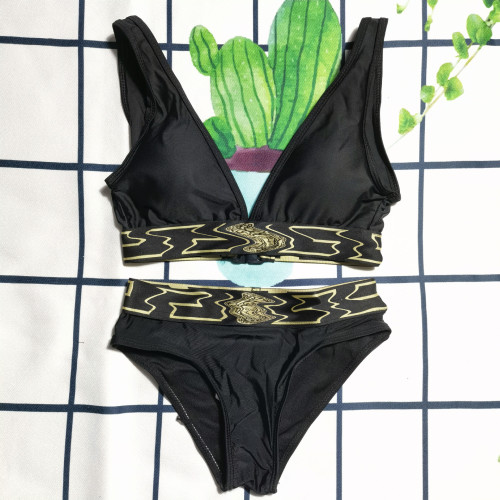 Women's solid color split swimsuit