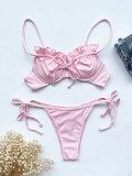 Steel support swimsuit with ruffle lace swimsuit