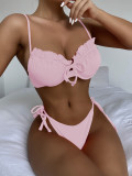 Steel support swimsuit with ruffle lace swimsuit