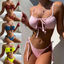 Solid color bikini strap swimsuit Solid color bikini strap swimsuit