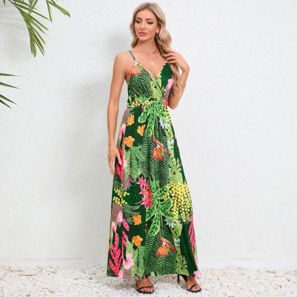 Sexy suspender, backless, slim fit, slimming dress, long skirt