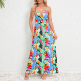 Sexy suspender, backless, slim fit, slimming dress, long skirt