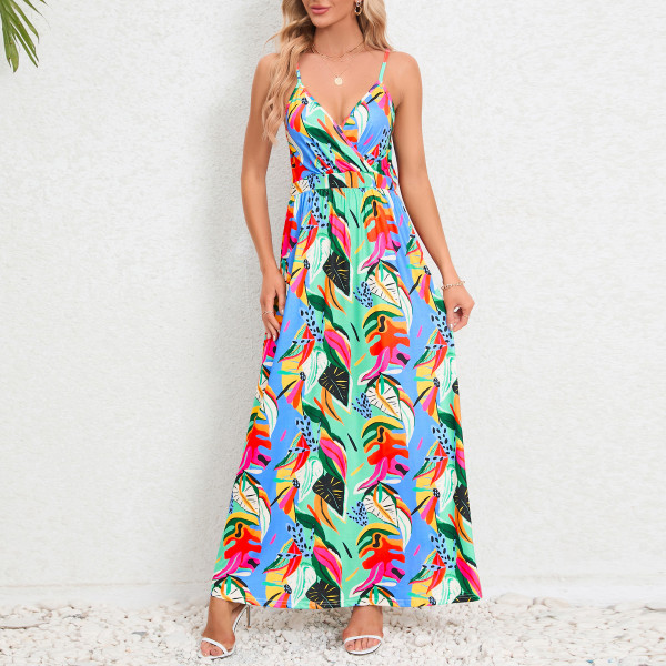 Sexy suspender, backless, slim fit, slimming dress, long skirt