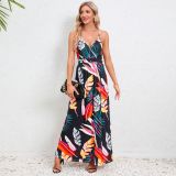 Sexy suspender, backless, slim fit, slimming dress, long skirt