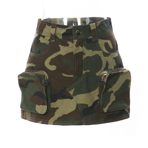 Motorcycle style three-dimensional pocket personalized skirt short skirt