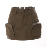 Motorcycle style three-dimensional pocket personalized skirt short skirt