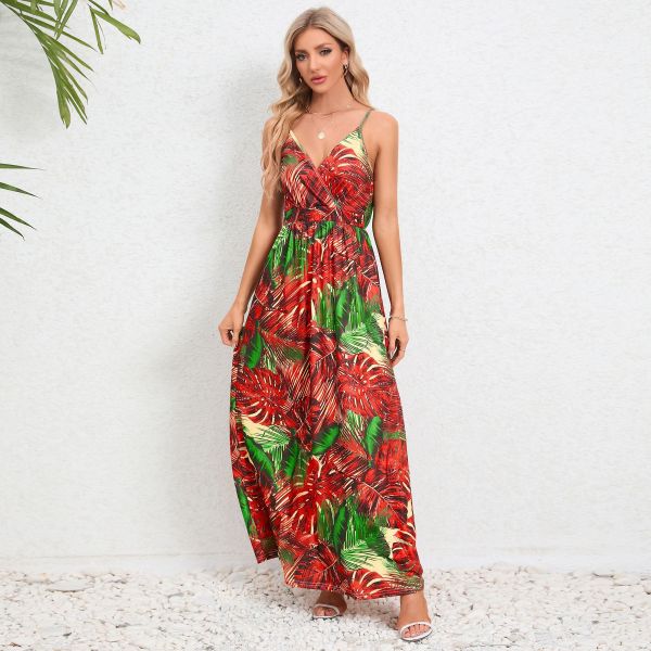 Sexy suspender, backless, slim fit, slimming dress, long skirt