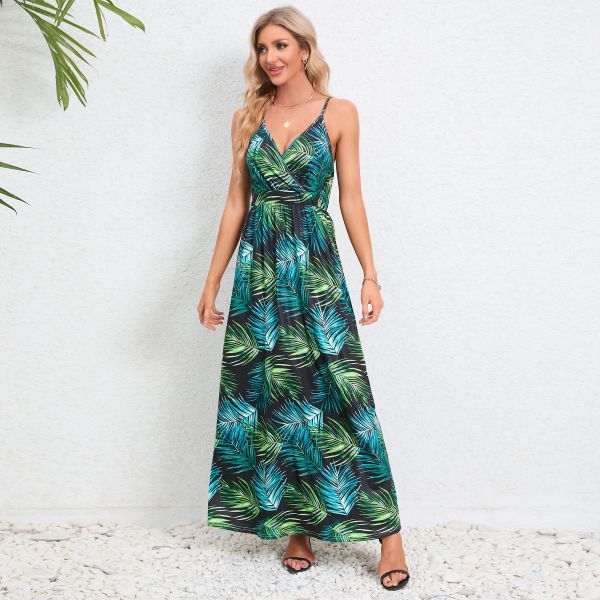 Sexy suspender, backless, slim fit, slimming dress, long skirt
