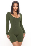 Thread square neck sexy slim fit casual jumpsuit shorts