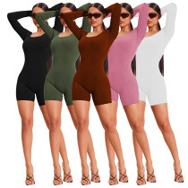 Thread square neck sexy slim fit casual jumpsuit shorts Thread square neck sexy slim fit casual jumpsuit shorts