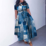 Temperament lace up oversized long dress dress
