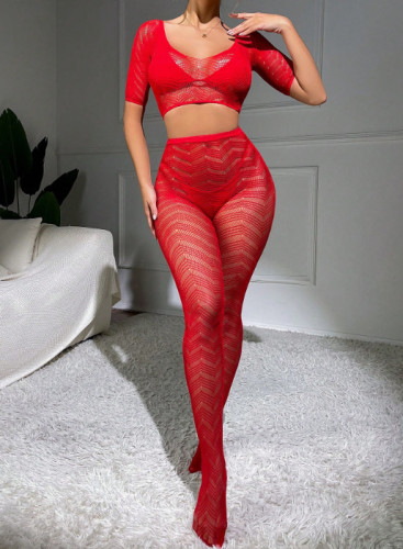 Hollow out sexy lingerie two-piece set