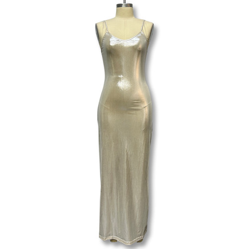 Women's Fashion Street Photo Hanging Neck Sexy Slim Fit Wrapped Hip Dress