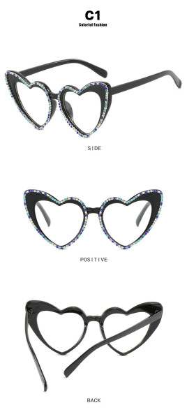 Retro diamond inlaid love flat mirror