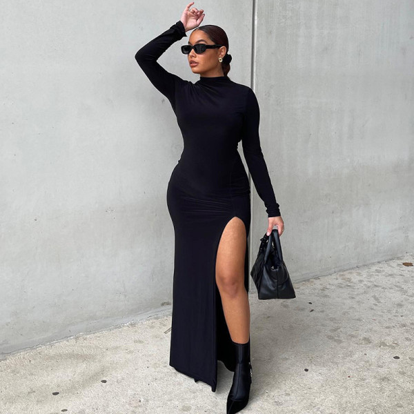 Sexy backless slit dress