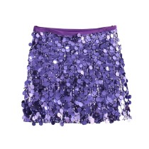 Sexy A-line skirt, high waisted, buttocks wrapped, sequined mini skirt