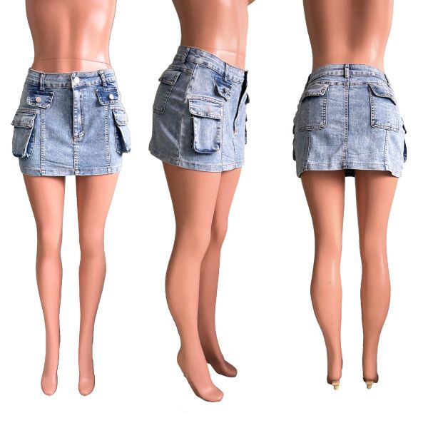 Slim fit denim mini skirt, hip wrap skirt, nightclub skirt, half skirt