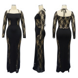 Women's sexy lace patchwork dress