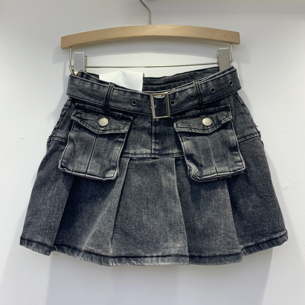 Retro high waisted workwear for slimming and anti glare A-line skirt