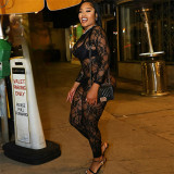 Large size women's sexy lace jumpsuit