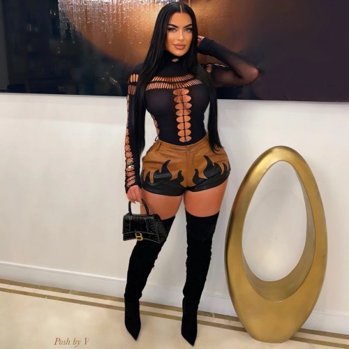 Women's sexy hollow out stretch high stretch jumpsuit