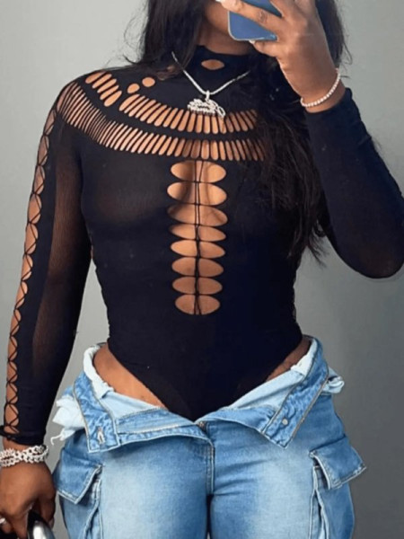 Women's sexy hollow out stretch high stretch jumpsuit