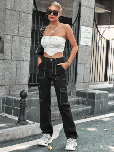 Loose denim pants