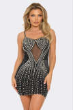 Sexy hot diamond velvet patchwork mesh perspective bag buttocks strap short skirt