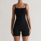 Sexy,low,cut,sleeveless,suspender,,neck,hanging,,slim,fit,,hip,lifting,jumpsuit,shorts