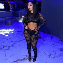 Sexy,lace,patchwork,long,sleeved,hollow,out,jumpsuit,with,exposed,navel